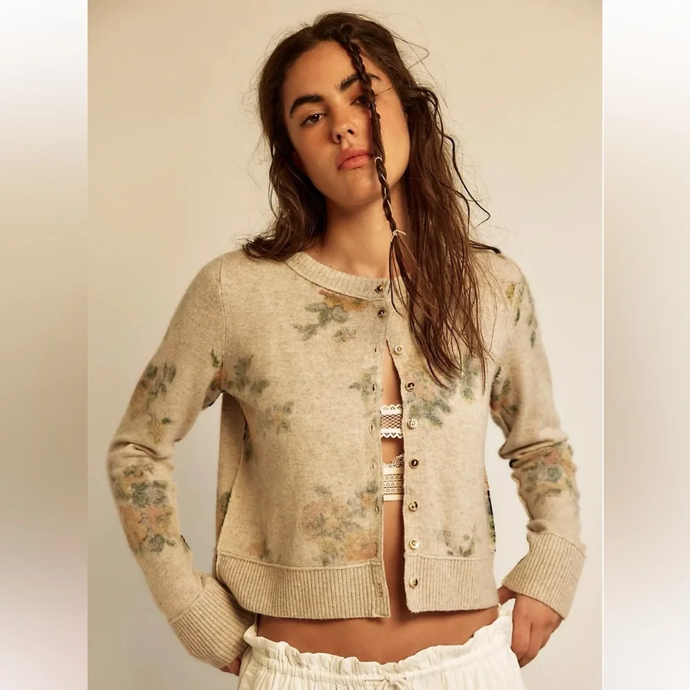 FREE PEOPLE Nocturnal Patterned Cardigan - Picture 2 of 10